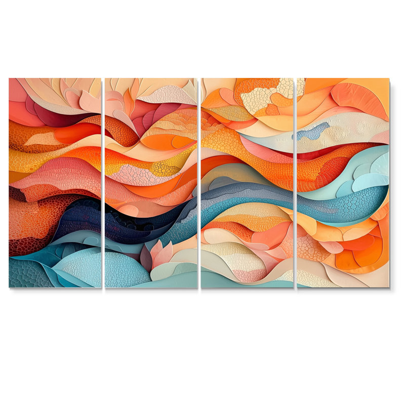 Nurin - Biomorphism Wall Art - ensemble de décorations murales modernes, H 32 po x l 64 po, 4