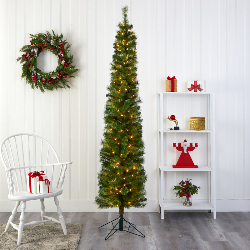 Lighted Artificial Pine Christmas Tree, 7' H
