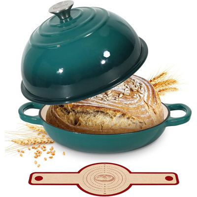 Casserole ronde en fonte émaillée 5,5 pte avec grille à pain en silicone 5 couches Davivy et coffre-fort jusqu'à 500 ℉