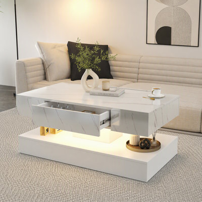 Table basse haute DEL 16,93 po, table basse moderne pour le salon, tables de salon, grands meubles de salon, lumières DEL