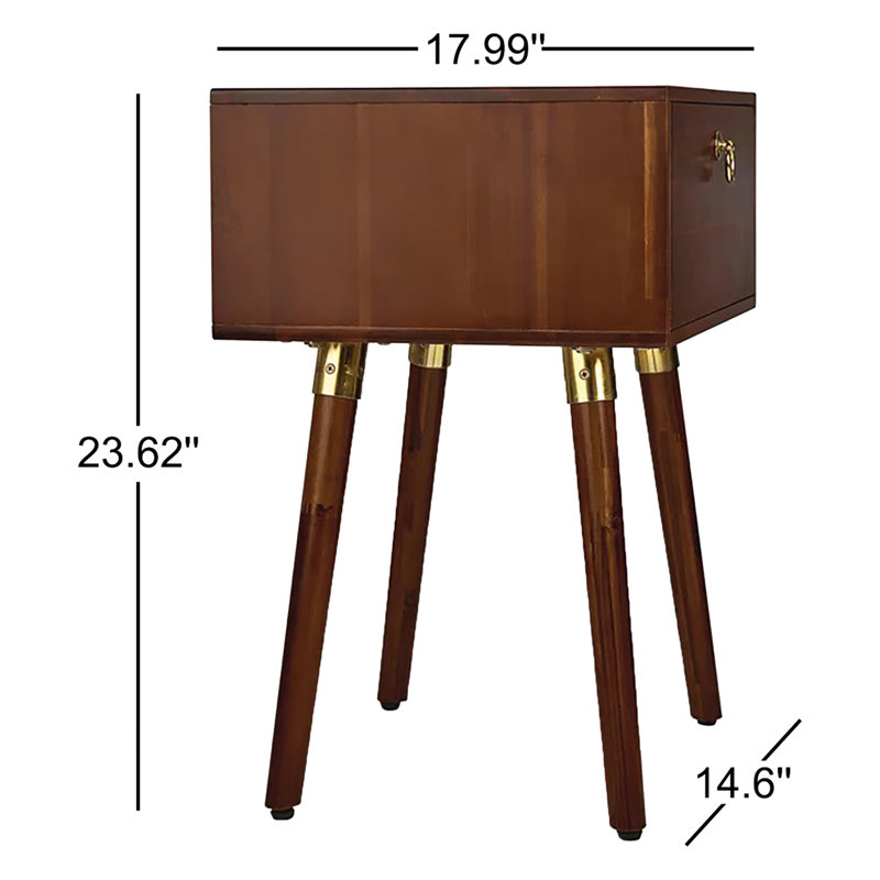 Alden Solid Wood 1-Drawer Nightstand, Dark Chocolate