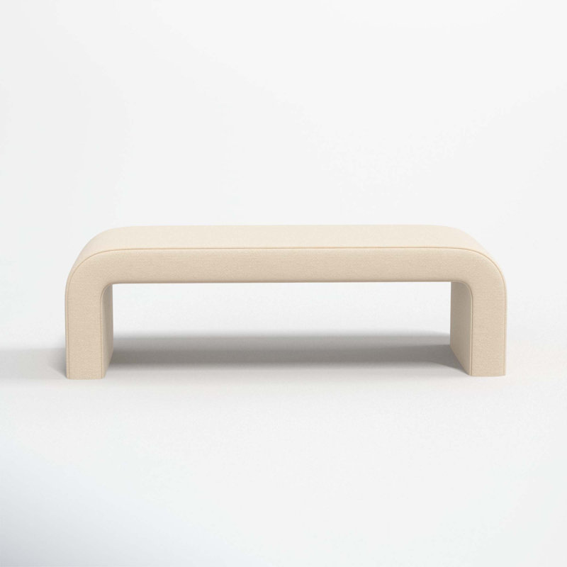 Barley Upholstered Bench, Classic Pearl Performance Velvet
