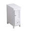 Armoire de rangement étroite blanche, armoire de plancher autoportante mince avec porte simple et tiroir, petite armoire latérale en lin pour salle de bain, toilette, buanderie, armoire compacte avec tablette réglable