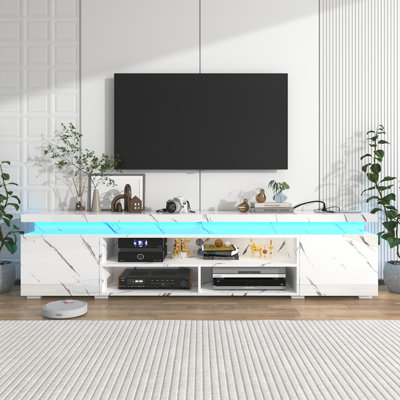 83" TV Stand/Media Console For Tvs Up To 95" With Power Outlets, USB Ports And LED Light Strips