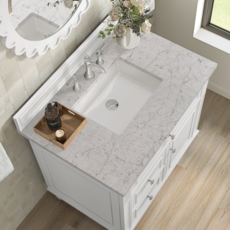 Lorelai 36'' W Single Vanity, Eternal Jasmine Pearl, Bright White, 8" Widespread