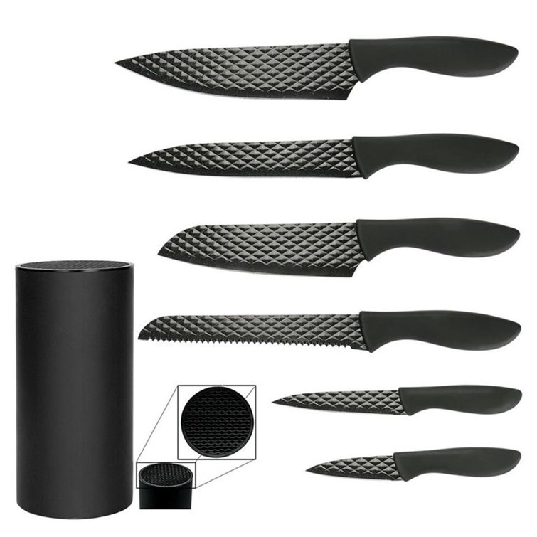 Gourmet Edge 7 Piece Diamond Nonstick Blade Cutlery Knife Set with Block 70-5007
