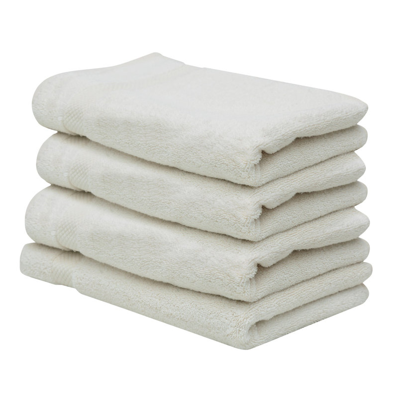 Splash 100% Cotton Zero Twist Hand Towel Set, 550 GSM Soft Absorbent Hand Towels for Bathroom, Spa & Daily Use, OEKO-TEX Certified, 4 Pack, ivory