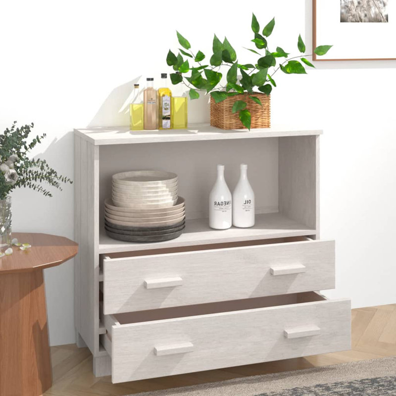 Hamar Sideboard Buffet Console Cabinet for Bedroom HAMAR Solid Wood Pine, White