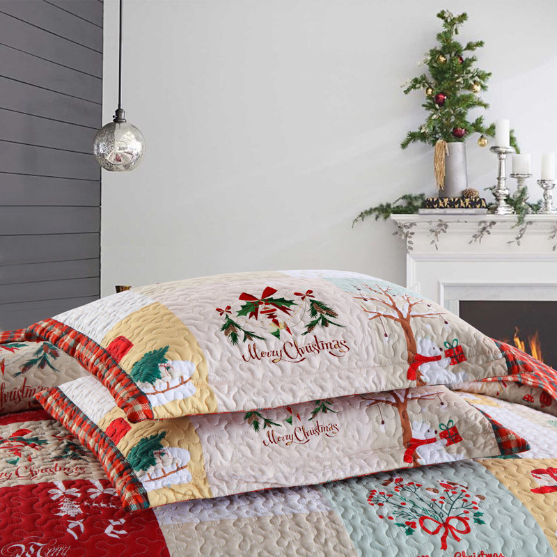 Polyester Plaid Quilt, King Quilt + 2 Shams
