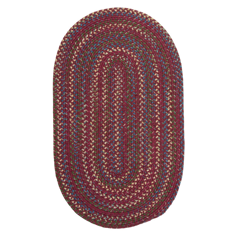 Tapis tressé bourgogne/beige Dollman, Oval 8 pi x 10 pi