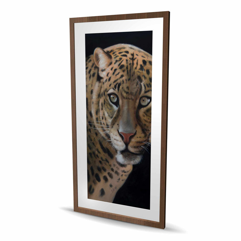 «Realistic Fierce Leopard - Brown Wildlife», reproduction encadrée