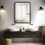 Miroir mural de salle de bain / meuble-lavabo avec cadre en bois-88364437-93236024