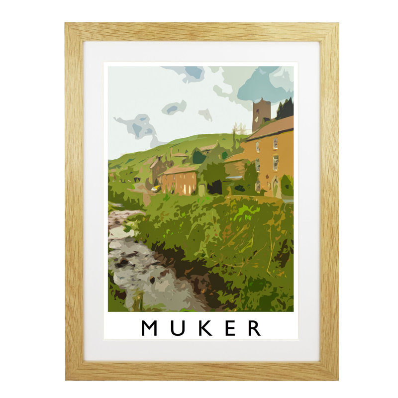 Muker 2 by Richard O'Neil - Print, Oak Wood Frame, 43.5 cm H x 33.5 cm W x 2.2 cm D