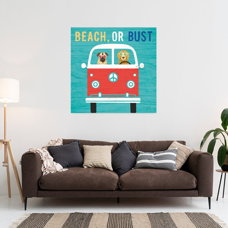 Beach Bums Bus, capricieuse, art côtier, H 36 po x l 36 po