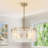 4-light Modern Luxury Drum Chandelier with Clouded Textured Glass for Entryway Hallway Dining Room-545379190