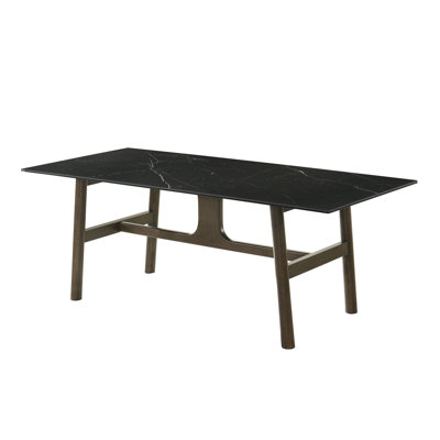 Table de salle à manger à finition contemporaine en céramique et noyer