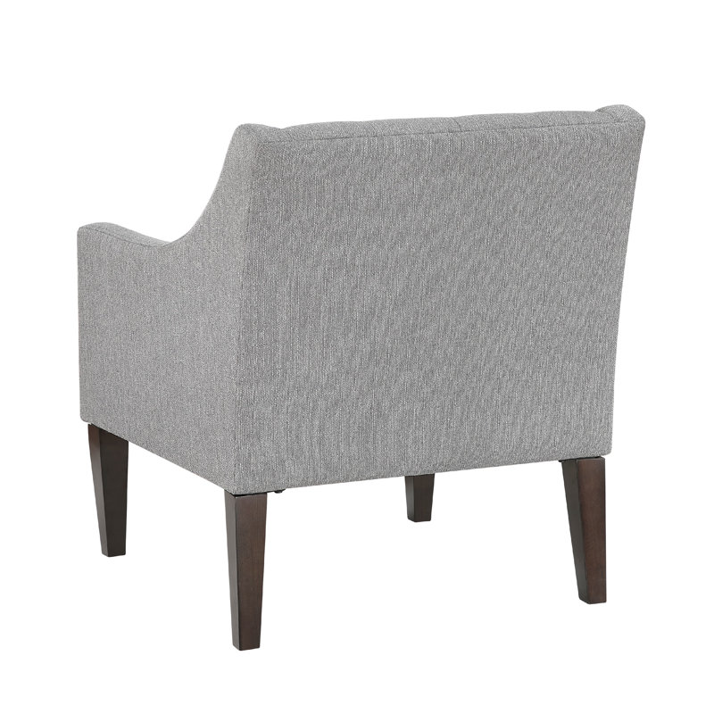 Fauteuil d'appoint Ginna, polyester capitonné à boutons bleu mer, Gris