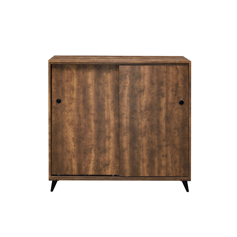Étagère à chaussures Arine finition chêne foncé en bois synthétique pour le rangement