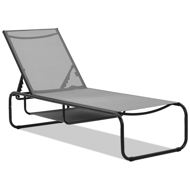 Chaise longue d'extérieur en métal 67 po, Gris