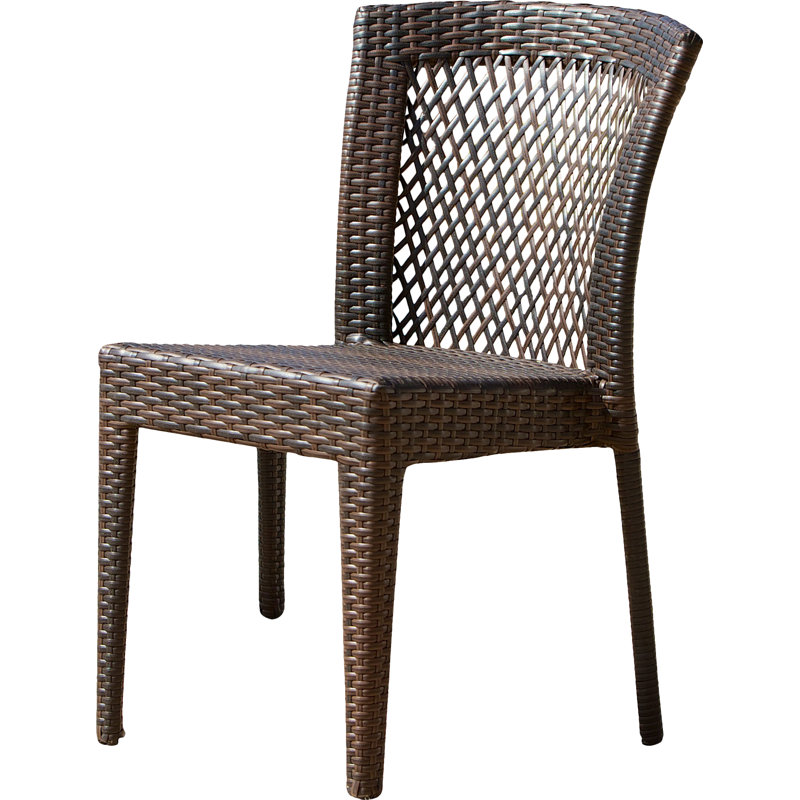 Wanita All Weather Wicker Stackable Dining Side Chairs, Brown