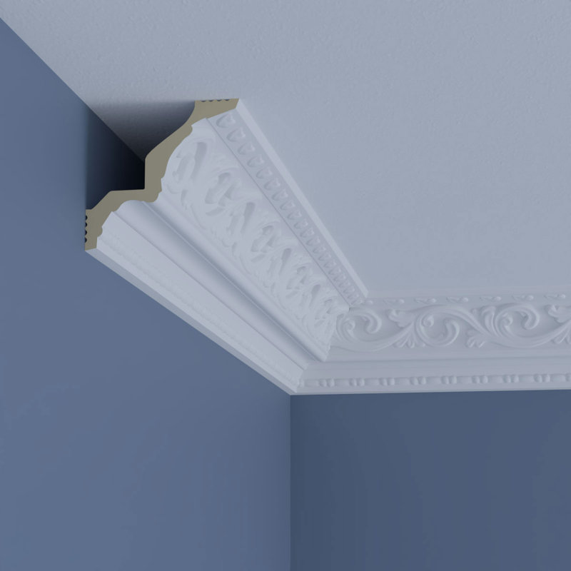 Madeline 96 in. Polyurethane Crown Moulding with Intricate Patterns