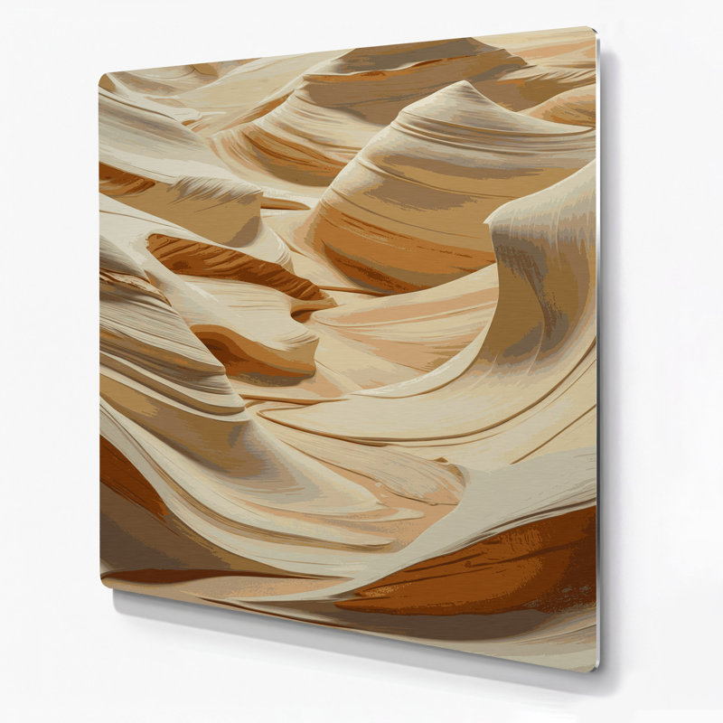 Art mural horizontal rayé en métal crème beige, H 8 po x l 8 po
