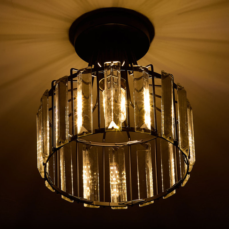 Crystal Semi Flush Mount, Matte Black