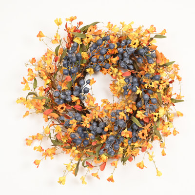 Couronne de fleurs artificielles d'automne 24 po