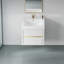 Meuble-lavabo de 24 po avec lavabo, blanc brillant. Pré-assemblé pour une installation facile. Rangement intérieur spacieux en forme de U. Système de tiroir à fermeture silencieuse. Comptoir en résine de pierre. - Armoire en bois. Invisible