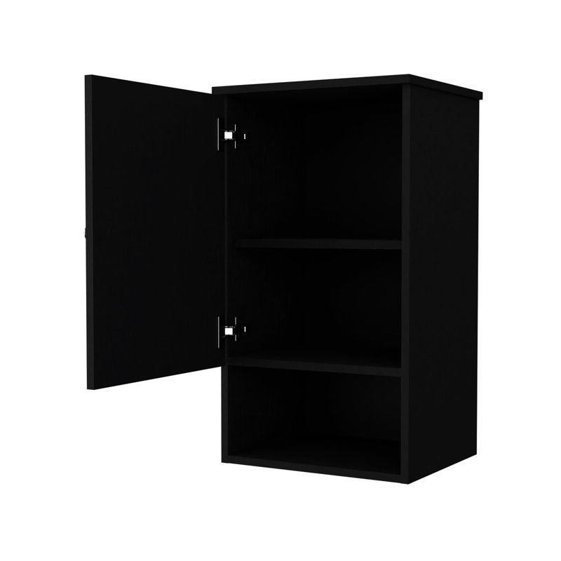 Black Bathroom Cabinet With Interior And Exterior Shelf Options Recessed Shelves For Keeping Items In A Neat, Black
