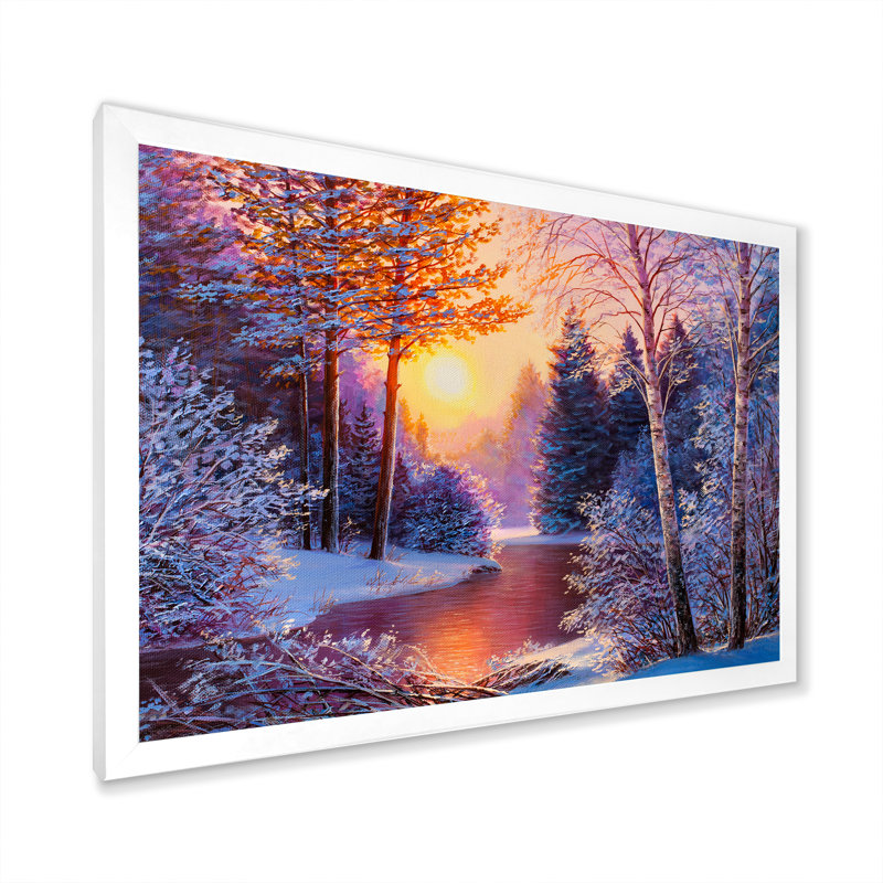 «Winter River», reproduction d'art sur toile, coucher de soleil sur la rivière Winter II, H 16 po x l 32 po x P 1 po