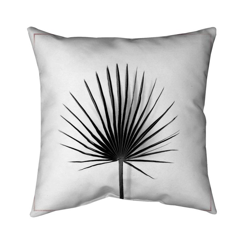 Cabbage palm leaf with rose lines - 26"x26" Throw pillow - Poly twill - Print on demand,  Black Rose