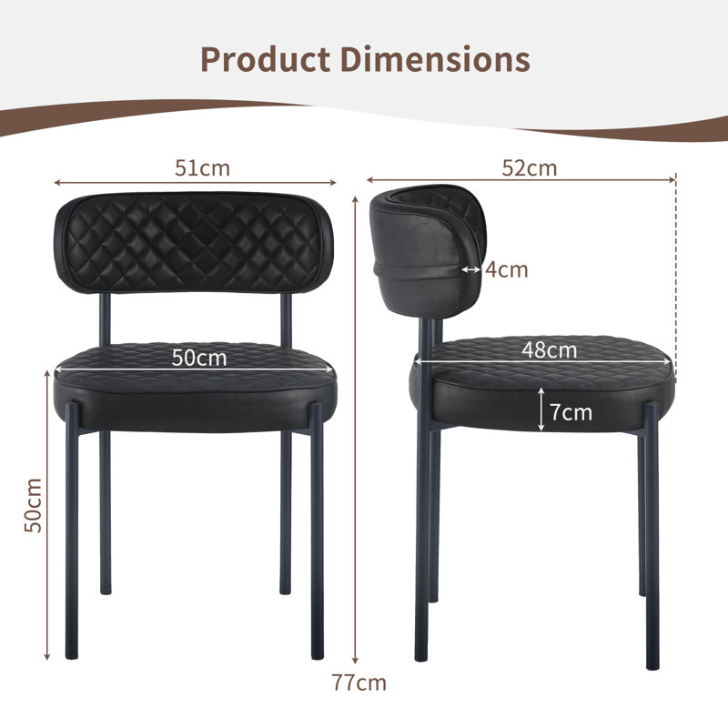 Faux Leather Tufted Upholstered Armless Dining Chair, Black