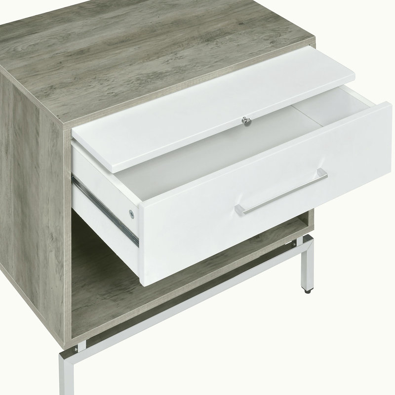 Table basse décorative en chêne gris et chêne blanc vieilli