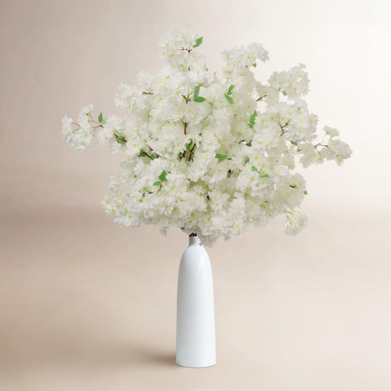 Cerisier artificiel réaliste de 30 po de hauteur - Arbre en soie pour décoration intérieure, Blanc