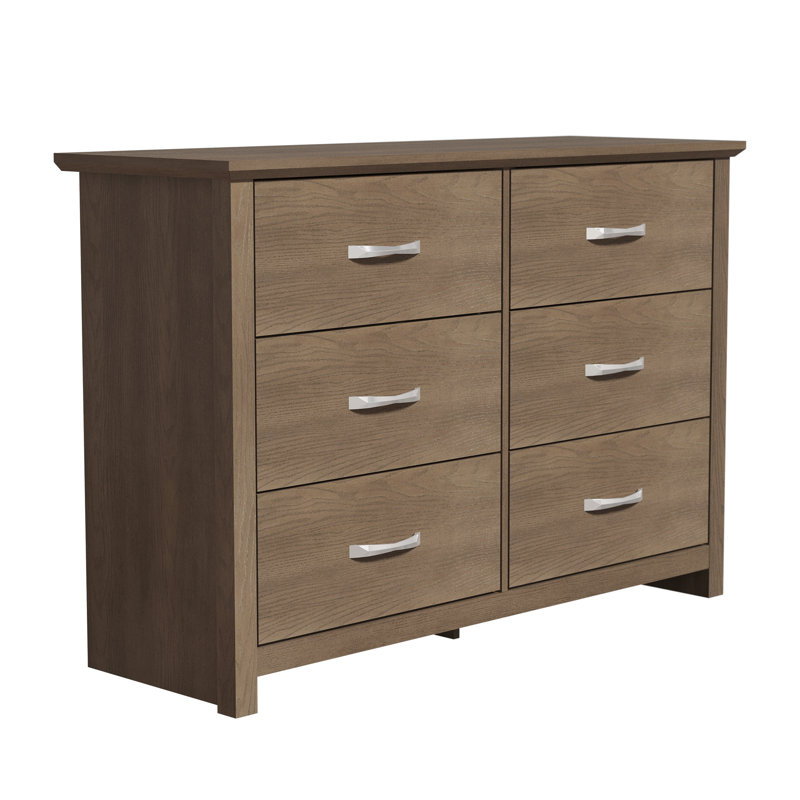 Roddy Transitional 46.9" W 6 Drawer Dresser, Dark Brown 