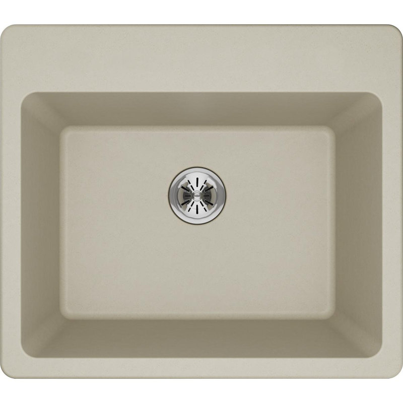 Quartz Classic 25" x 22" x 11-13/16" Drop-In Laundry Sink with Drain Assembly and Basket Strainer, Bisque