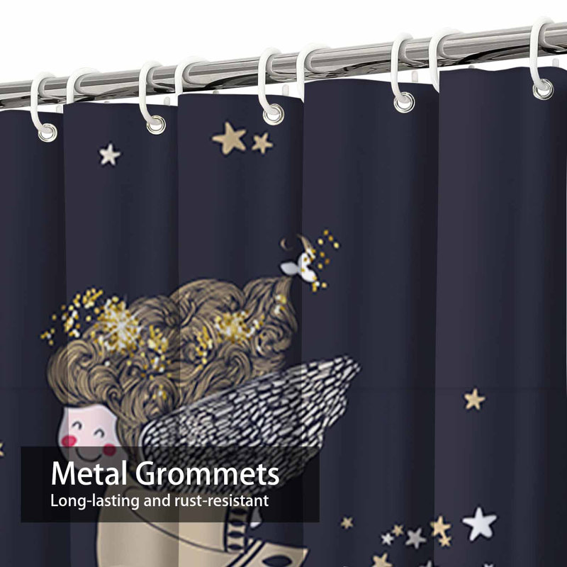 Rideau de douche imperméable doré, rideaux de douche pour la salle de bain avec 12 crochets, 72" L x 78" W
