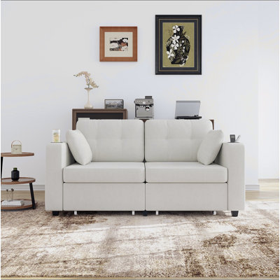 Sofas for Living Room, Couch Set,3 Seats Sofa, USB Charging,Wood Frame,Easy to Install,with Storage, Charging Station,Cup Holder,Modern Sectional Sofas for Living Room, Apartment,Chenille Fabric