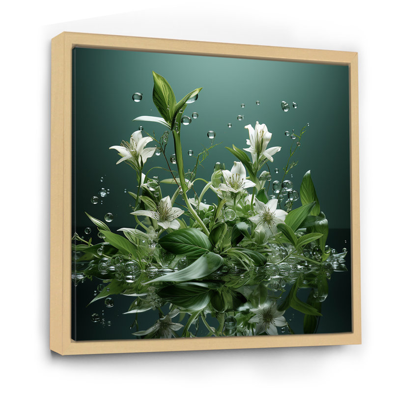 Herbes vertes et paysages d'eau, Cadre naturel flottant, H 16 po x l 16 po x P 1 po