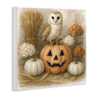 Plaque d'automne «Autumn Harvest Owl & Jack-o-Lantern» par Antony Smith