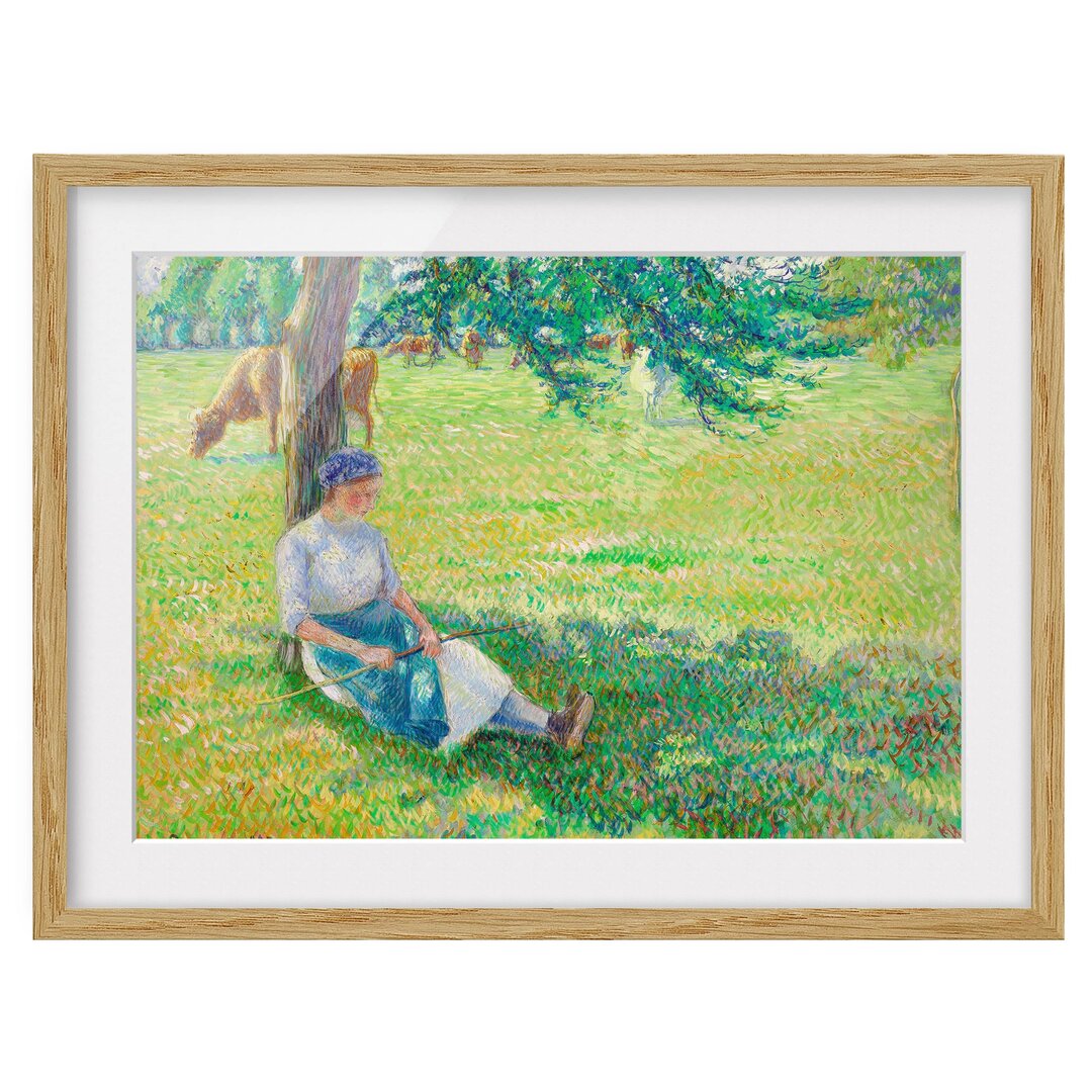 Gerahmtes Poster Cow Herder von Camille Pissarro