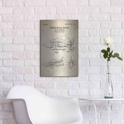 " Space Shuttle Blueprint Patent Parchment " by Luxe Metal Portfolio