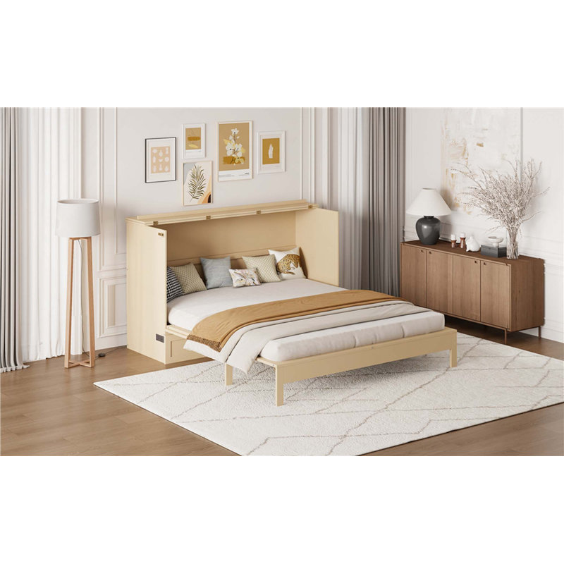Grand lit escamotable avec grands tiroirs de rangement, Or