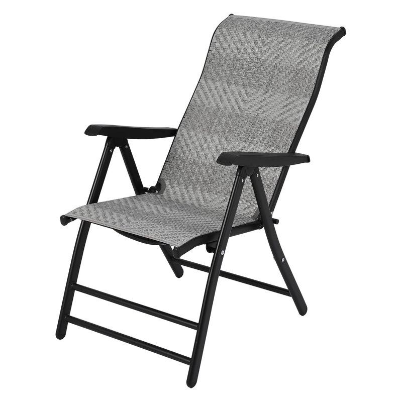 Patio Reclining Folding Chair With Widened Armrest