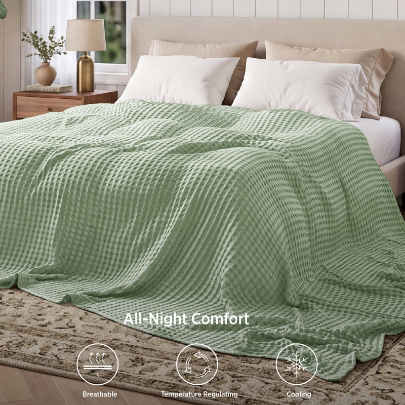 Bedsure 279gsm Cotton & Rayon from Bamboo Waffle Blanket GentleSoft™️, King, Mistletoe