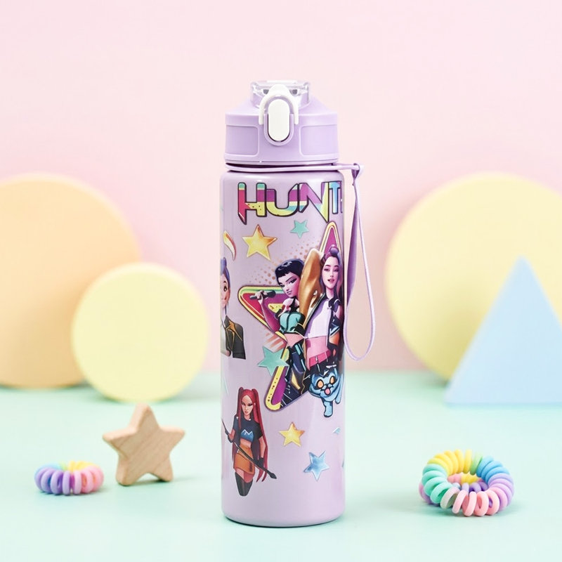 Bouteille d'eau mauve en plastique Kpop Demon Hunters, 9,8 x 2,6 pouces Kpop Demon Hunters Merch Birthday Party Decorations 