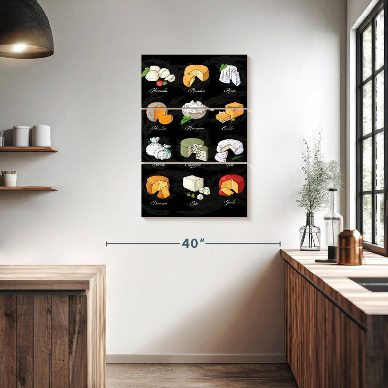 Tableau des types de fromage Yarlin, H 38 po x l 24 po