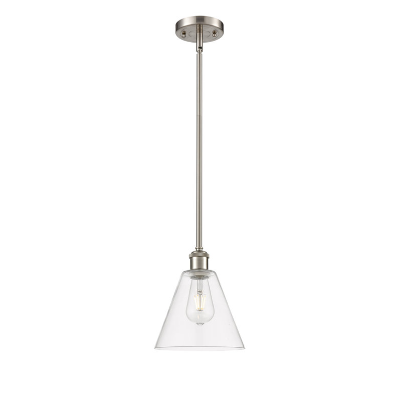 Luminaire suspendu sphérique à 1 lumière Allean, Transparent, H 42,75 po x l 8 po x P 8 po, Nickel satiné brossé