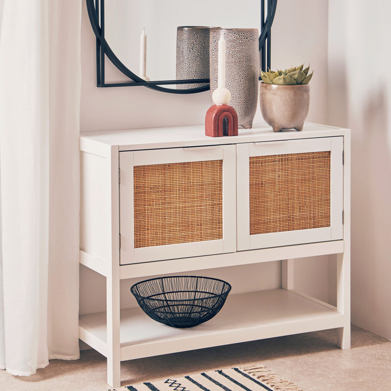 Achaius 2 -Door Accent Cabinet, White, Silver